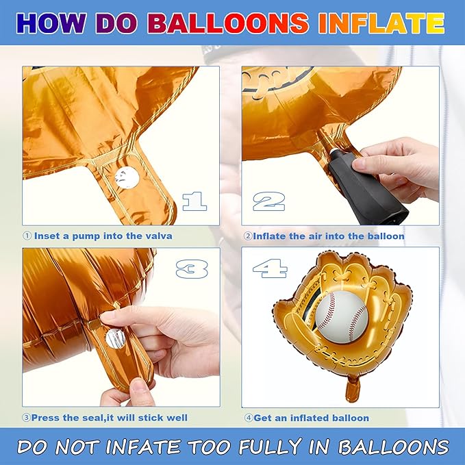 Baseball Party Balloons,Baseball Glove Jumbo Foil Mylar Baseball Bat Balloons for Birthday Sports Theme Supplies,Confetti Red and Blue white Foil Balloon for Baby Shower Party Decoration