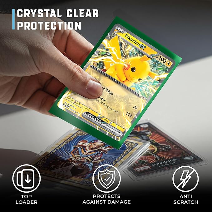 Premium Clear Card Sleeves, 100ct – Standard Size Penny Sleeves for Pokémon, Sports Cards, Baseball, Football, and Collectible Trading Cards – Acid-Free, PVC-Free, Durable Protection, Green