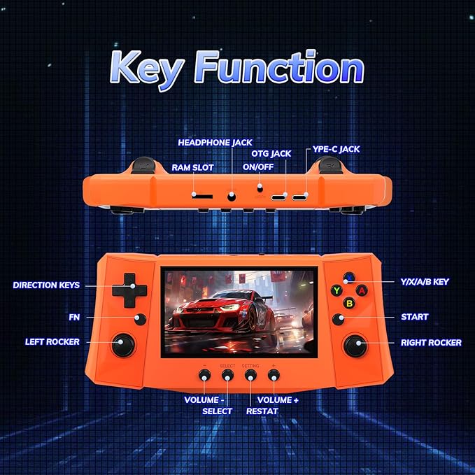 RegiisJoy R50 Ultra 50000 in 1 Handheld Game Console, 4.5 Inch IPS Screen Retro Gaming Consoles Main Emulators, Portable Mini Pocket Arcade 4000mAh Battery,256G TF Card,Linux System