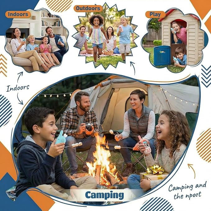 Upgraded Video Walkie Talkies for Kids with Micro Chat, Kids Walkie Talkies 2 Pack with Interactive Video & Voice, Rechargeable Outdoor Camping Gift for Boys & Girls Ages 3–10, Long Range
