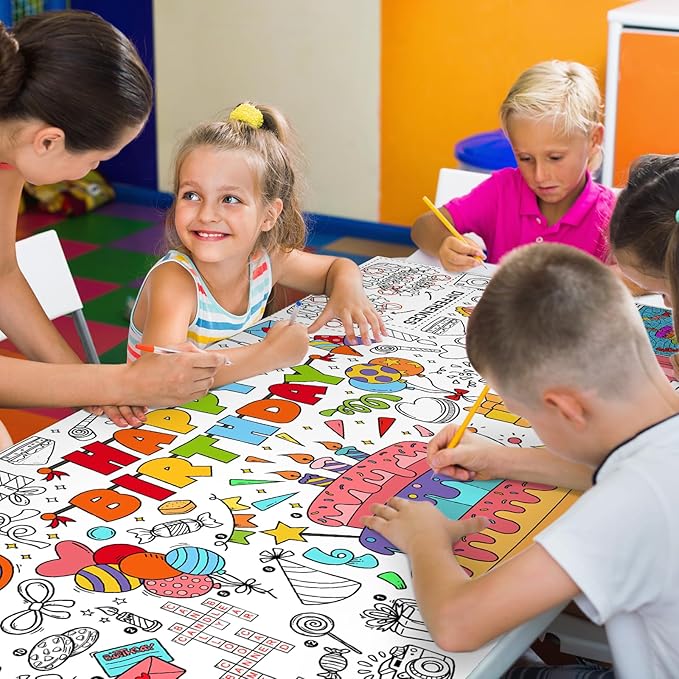 Gatherfun Giant Coloring Poster for Classroom Wall - Versatile 31.5 x 72 Inches Birthday Activity Poster/Table Cover, School Parties, Birthday Party and Special Events Decoration