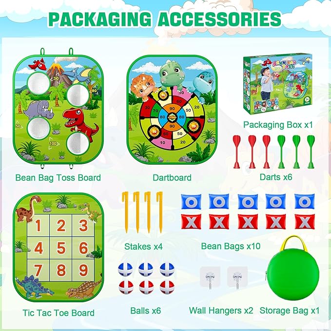 Bean Bag Toss Game for Kids, Cornhole Board Toddler Toys for Kids Party Activity and Outdoor Yard Backyard, Birthday Gift or Christmas for Aged 3 4 5 6 7 8 Year Old Boys