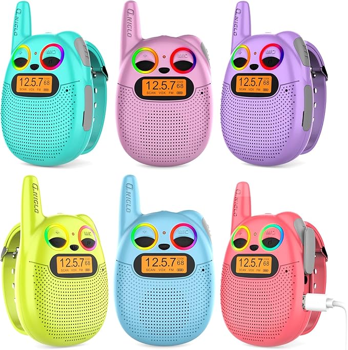Qniglo Walkie Talkies for Kids Rechargeable, 3-14 Year Old Girls,Boys Gifts,Kids Walky Talky with FM for Outdoor Camping Games,Christmas Birthday Gift for 5 - 10 Year Old Teens Toddlers