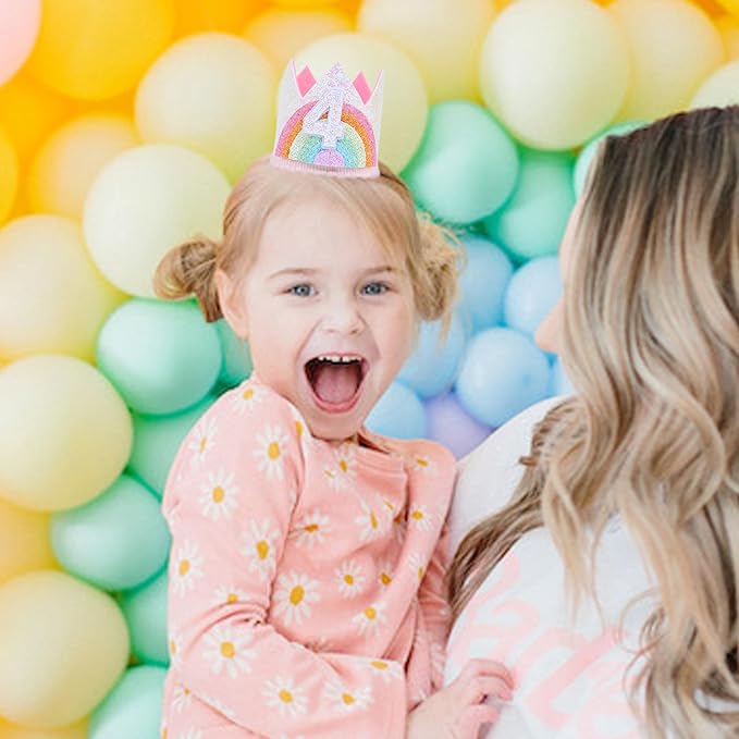Birthday Rainbow Girl Crown, Birthday Hat for Event Party Supplies,Photo Props