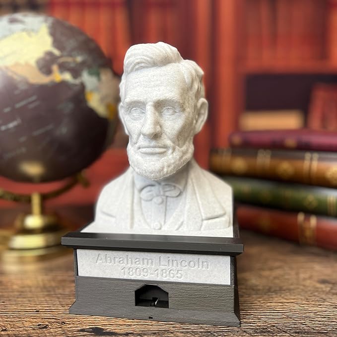 MunnyGrubbers - Abraham Lincoln - Talking Busts - Plastic Collectible Toy - Press The Button for a Quote or Fun Fact - (Marble)