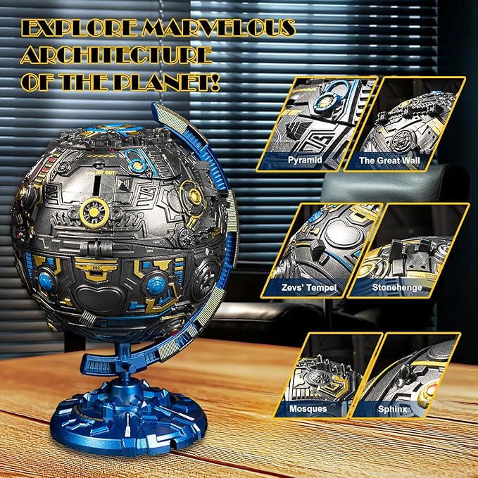 Globe Transforming Toy, 2 in 1 Transform into Robot Action Figure, DIY Transformation Figure Toys for Kids & Adults Action Figures for Boys Party Favors Gift