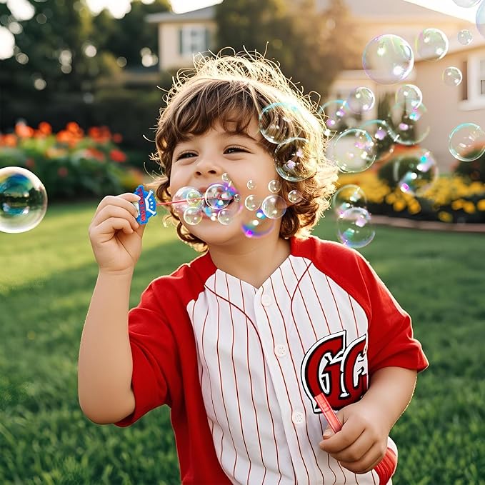Winrayk Baseball Party Favors, 24Pcs Baseball Themed Mini Bubble Wands for Kids Bubbles Bulk with Detachable Topper (6 Styles), Birthday Gift Classroom Prizes Girl Boys Sports Goody Bag Stuffer Supply