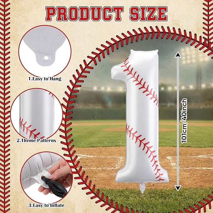 Jenaai Baseball Number 11 Balloons 40 Inch Baseball Theme Birthday Party Decorations Large Foil Balloons for Birthday Baby Shower Party Backdrop Celebration Supplies