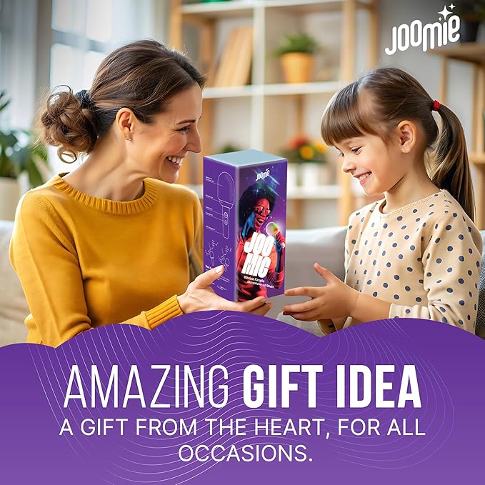 Joomie Pink Kids Microphone for Singing – 4 in 1 Bluetooth Karaoke Portable Microphone Wireless Mic with LED Disco Light, Speaker, Voice Changing, Echo Effect, Birthday Kids Toys Gift for Girls Boys