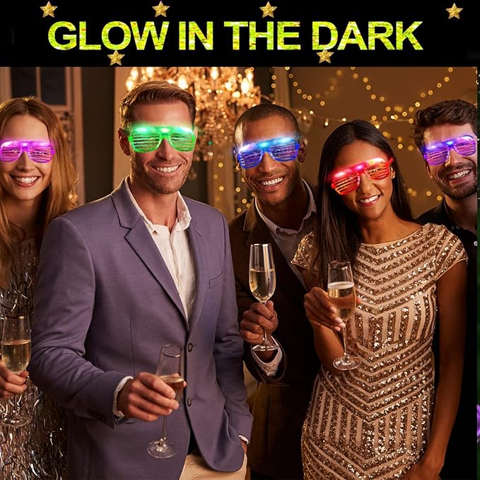 72 Pack LED Glasses Easter Basket Party Favors Light Up Glasses, Glow In The Dark Party Supplies Accessories for Kids Adult, Neon Glasses football Birthday Wedding Camp Care Pool carnival Party Favors