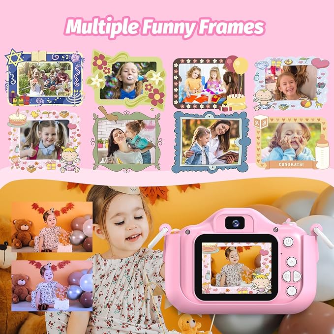 Unicorn Kids Camera for Girls, Selfie 3-12 Years Old Girls Christmas Birthday Gift Little Toys 3 4 5 6 7 8 9 (Pink)