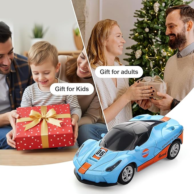 SASBSC 1/64 Mini Rc Car Toys for Boys Age 4-7 8-12, 2.4GHz Small App & Remote Control Cars with 3 Speed Modes for Kids Adults Rechargeable Desktop Toy Race Sports Car Gifts for Birthday (Blue)