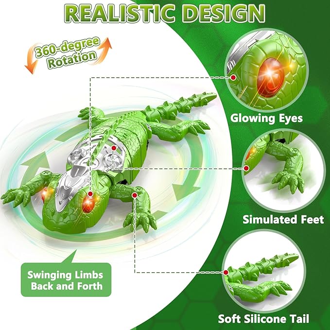 Wall Crawler Gecko, Rechargeable Remote Control Robot Kids Toys, Floor/Wall Crawling Dual Modes Wall Climbing Gecko Electric Lizard Toy, Prank Toys Birthday Gifts for Boys & Girls Ages 3 & Up