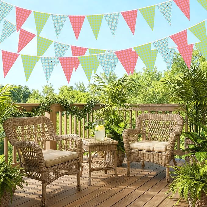 Jetec 5 Pack 49 Ft Pool Party Pennant Banner Pool Party Decorations for Summer Supplies, Backyard BBQ, Luau Supplies, Outdoor Poolside Decor