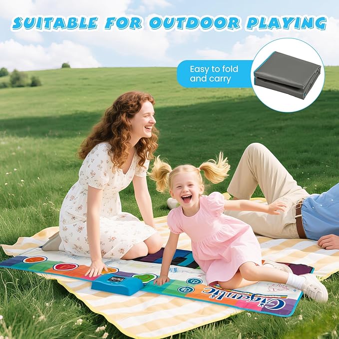 Costzon Floor Piano Mat for Kids & Toddlers, 6ft. Giant Piano Playmat Keyboard Dance Mat, 24 Keys, 8 Instrument Sounds, 10 Songs, Record & Playback, Adjustable Volume, Musical Toy Gift for Boys Girls