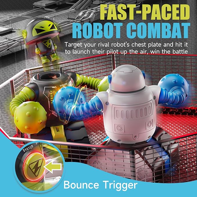 Remote Control Fighting Robots Game Set of 2, RC Ejecting Battle Bots Toys with Light & Sound, Fun Electronic Battle Robots Toy, Christmas Birthday Gifts for Kids Boys Age 5 6 7 8 9 10