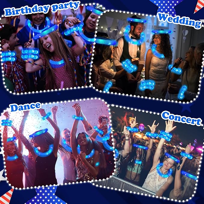 12-24 PCS Blue Glow Sticks for Kids,Light Up Pop Tubes Party Favors for Toddlers,Goodie Bag Stuffer Fillers,Birthday Easter Mardi Gras Parade Throws Non Candy Treats Prizes Toys Gifts for Boys Girls