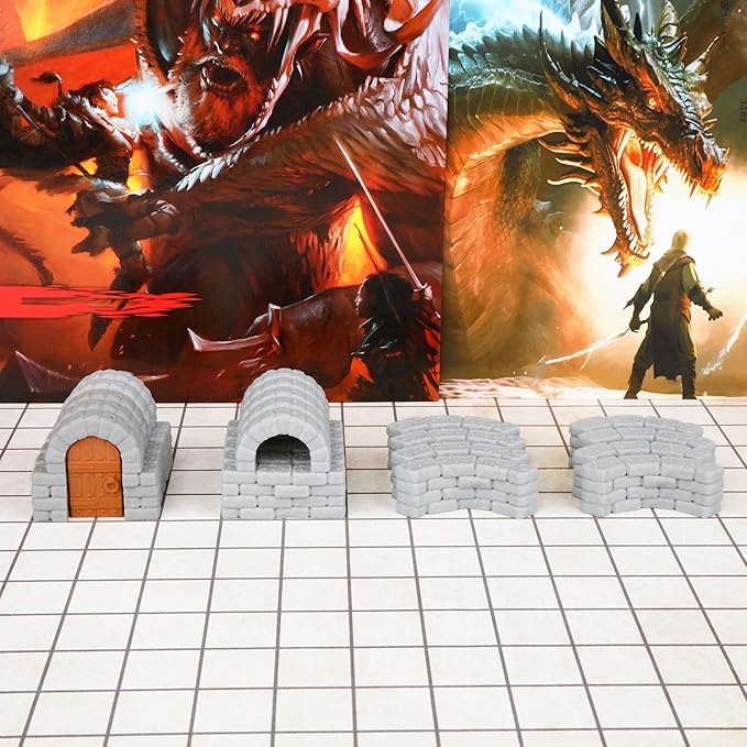Dungeon Walls 40pcs 28mm Miniature RPG Terrain Modular System DND Terrain Building Accessories for Tabletop RPG Role Playing Scenes, Gift of Christmas Halloween for DM (Expansion Pack 3)