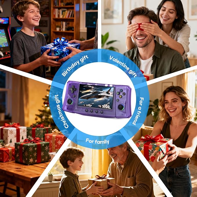 2025 New R50 Retro Handheld Game Console, 50000 Preloaded Games, 256GB Expandable Storage, 4.5 Inch IPS HD Screen, Portable Gaming Device with Long Battery Life (Purple)
