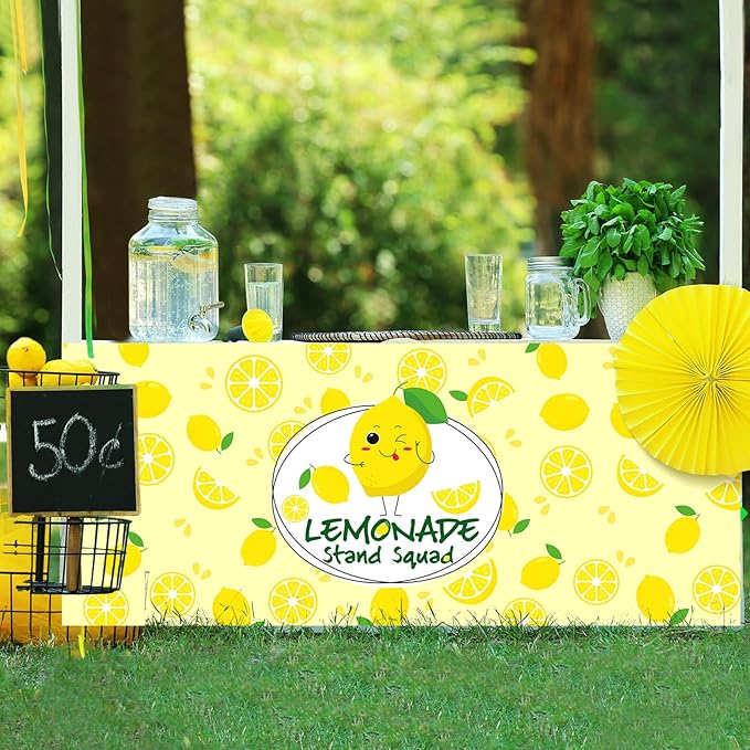 24" x 118" Lemonade Tablecloth for Lemonade Stand Supplies Lemon Table Cover for Kids Lemon Party Supplies Summer Beach Picnic Birthday Party Decorations(Yellow)