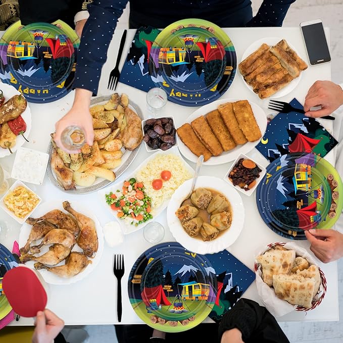 96 Pcs Camping Party Supplies Paper Plates Napkins Happy Camper Birthday Decorations Camping Adventure Party Tableware Set for Boys Baby Shower Serves 24