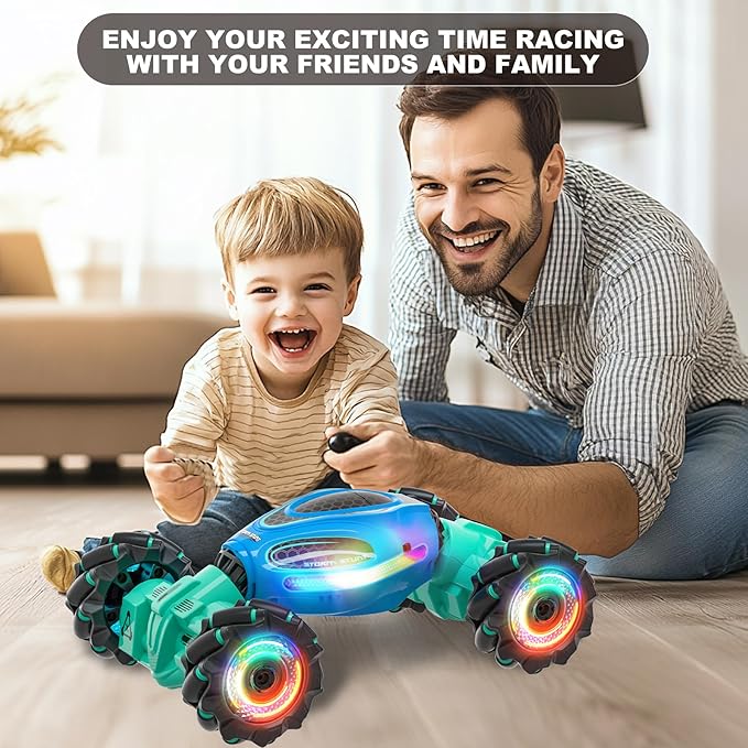 Gesture RC Car,1:18 4WD Transform Off-Road Stunt Car with Gesture & Remote Control, 360° Flips Drift Vehicle with LED Lights Music, All Terrain Toy Cars Gifts for Boys Girls Age 6-12