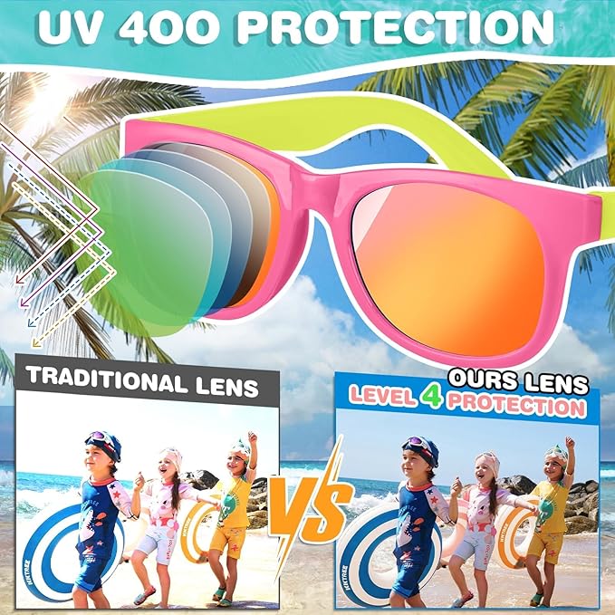 32 Pack Kids Sunglasses Bulk, Sunglasses Party Favors for kid, 16 Colors Neon Sunglasses with UV400 Protection, Gift for Birthday, Beach, School Prizes Goodie Bags Stuffers, Summer Pool Party Supplies