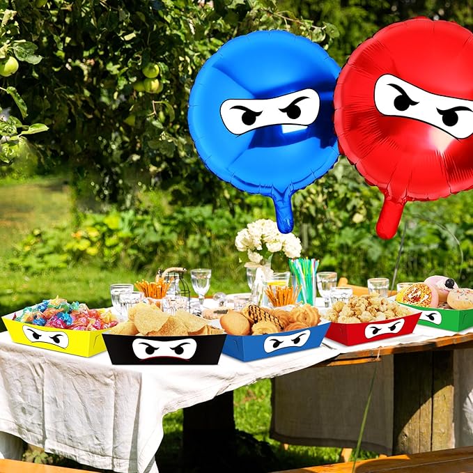 Zhehao 24 Pcs Ninja Party Supplies Paper Food Ninja Trays Disposable Serving Dishes Serving Paper Boats for Birthday Decorations