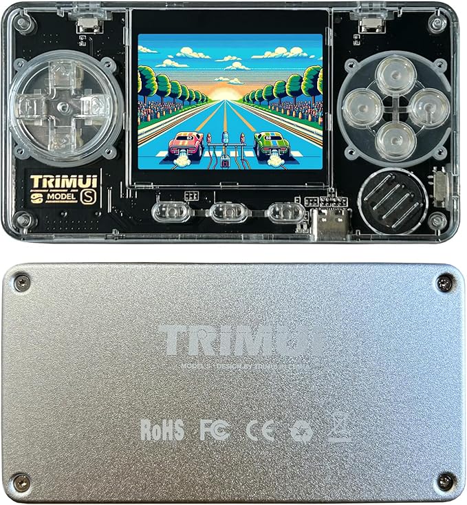 TRIMUI Model S Mini Handheld Game Console, 2 inch IPS Screen, Retro Video Game, Metal, ARM628 Processor (Silver-32GB)