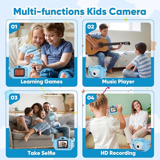 VisionX Kids Camera, 1080P HD Kids Digital Camera with 32GB Card, Toys for 3 Year Old Boys Birthday Christmas Kids Toys Gifts, Selfie Kids Camera for Age 3-12 Years