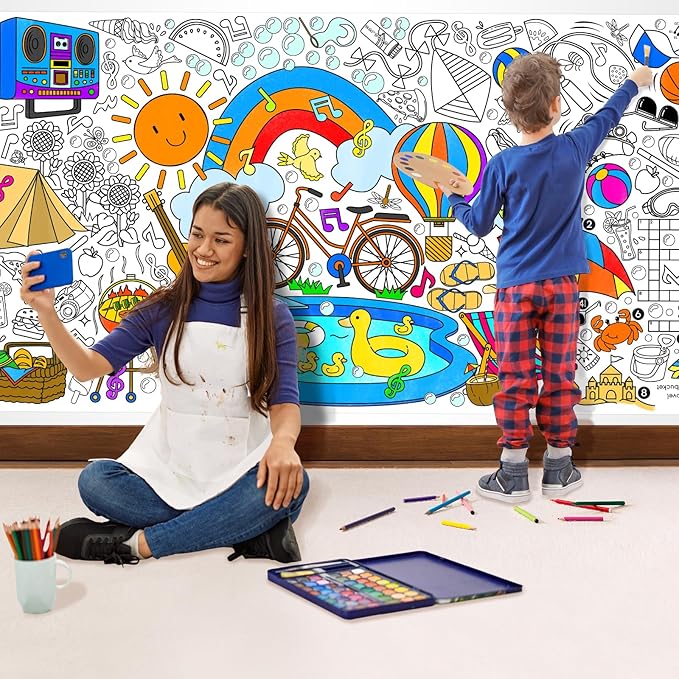 Gatherfun Giant Coloring Poster for Classroom - 31.5x72 Versatile Summer Activity Poster/Table Cover for School Parties, Birthday & Special Events Decoration