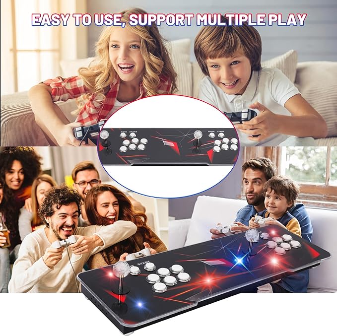 【 35000 Games in 1 】 70S Pandoras Box Arcade Game Console Retro Game Machine for Home PC & TV, 2-4 Players, 1280X720, Support 3D , Search/Hide/Save/Load/Pause , Favorite List,Double Stick