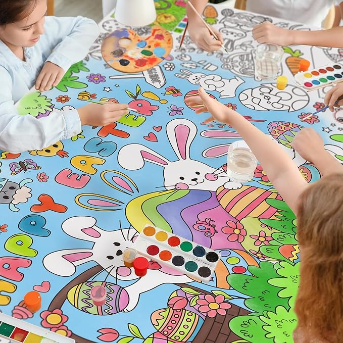 Gatherfun Easter Party Activity Poster - 31.5 x 72 Inches,Easter -Themed Party, Versatile Paper Coloring Banner/Table Cover for School Parties and Special Events Decoration