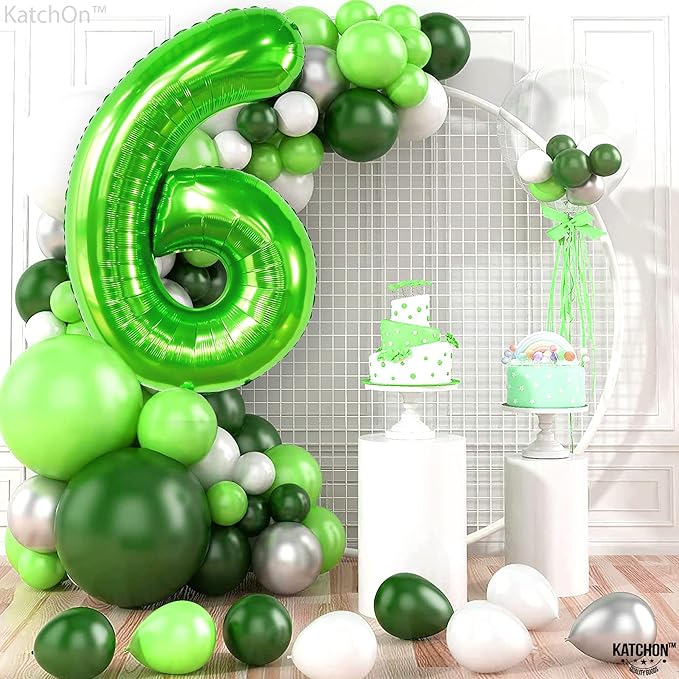 KatchOn, Giant Light Green Number 6 Balloon - 40 Inch | 6th Birthday Balloon for 6th Birthday Decorations | 6 Balloons for Birthday | 6 Year Old balloon for 6 Year Decorations