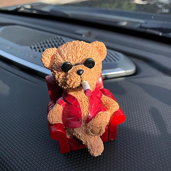 Cute Red Teddy Bear Statues Car Dashboard Decorations Accessories Interior for Men Women, Funny Collectibles Figurines for Car Dash Board Decor Auto Charm Ornaments Home Office Desk Decoration Gifts
