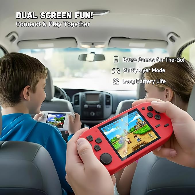 16-Bit Handheld Game Console - 3 Inch HD Screen 300-in-1 Retro Games - Portable Classic Video Game Player for Kids & Adults, Include Protective Carrying Case (Red)