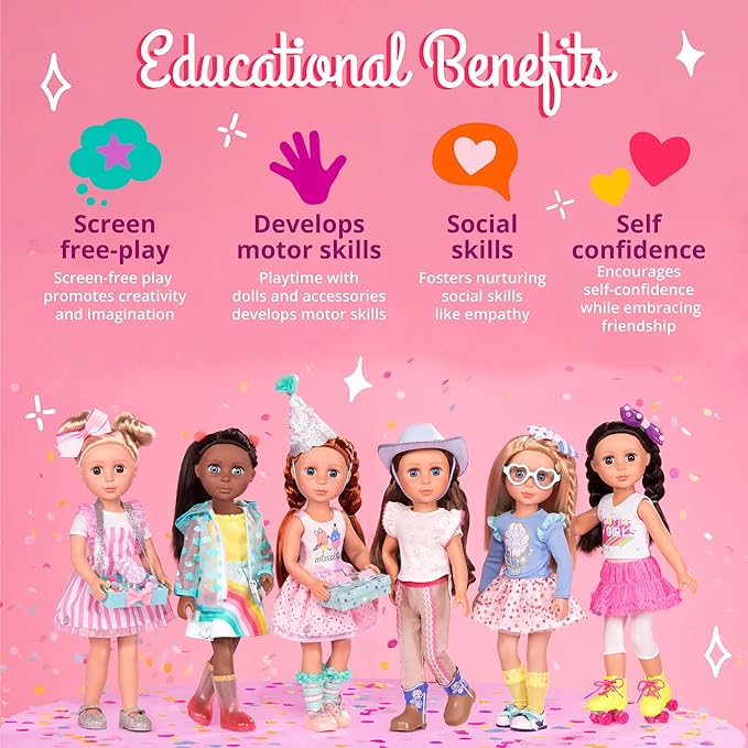Glitter Girls – 14-Inch Doll Accessories – Sleepover Party & Backpack Set – Tie – Dye Sleeping Bag, Rainbow Pillow & Pizza Play Food – 3+ Years– Children’s Toys