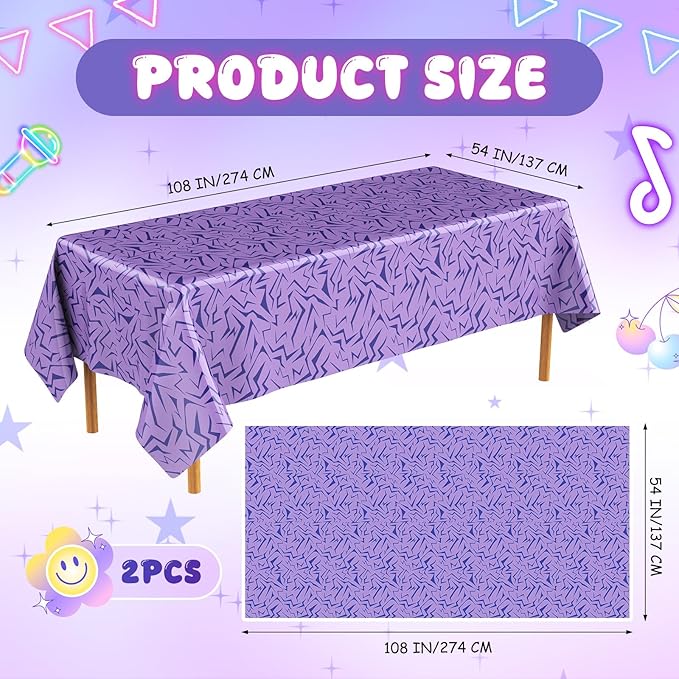 2 Pcs Birthday Party Decorations Plastic Cute Birthday Tablecloth 108 x 54 Inches Disposable Rectangle Tablecover for Boys Girls Kids Baby Shower Party Supplies (Kpop Style)