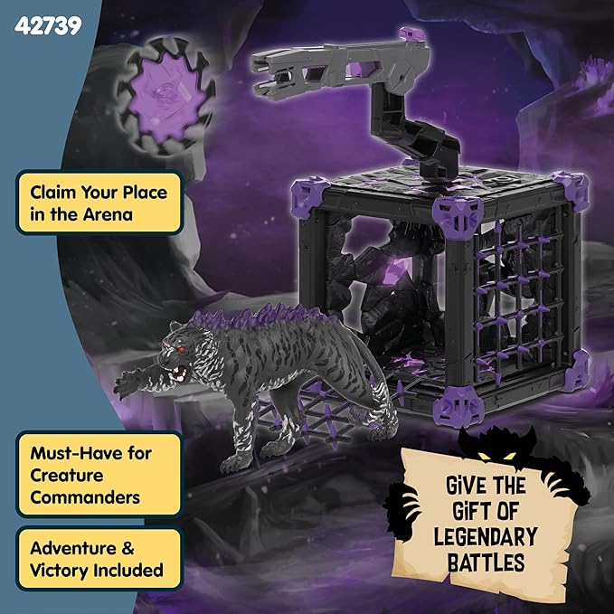 Schleich Eldrador Creatures - Battle Cave with Shadow Tiger Figure and Shooting Weapon Toy Playset - Interactive Cave and Monster Figurine for Boys and Girls - Fantasy Toys for Kids Ages 7+ | 42739