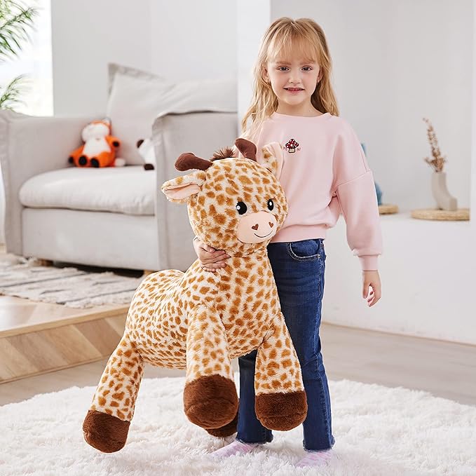 IKASA Large Giraffe Stuffed Animal Plush Toys,Soft Toy 30" Giant Cute Huge Big Size Jumbo Kawaii Fluffy Plushy Fat Oversized Plushie,Gifts for Kids