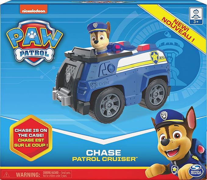 Paw Patrol, Chase’s Patrol Cruiser Vehicle with Collectible Figure, for Kids Aged 3 and Up