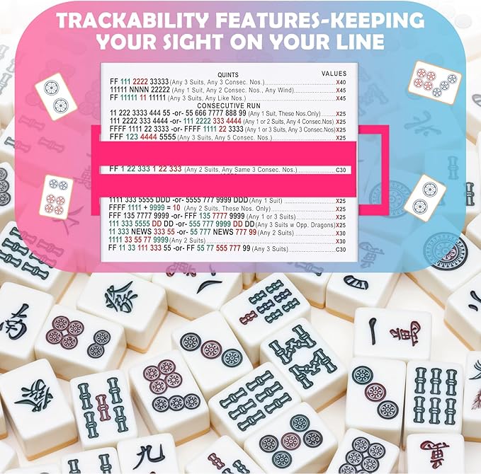 4 Pcs Mahjong Line Reader Clip for Mahjong Card Line Finder Strips Guide Accessories Rules Helper and Gifts for Beginners Players Travel Parties Game Nights (Classic Color)