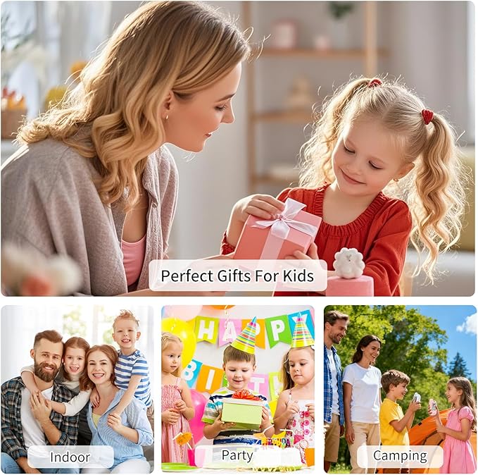 Video Walkie Talkies for Kids, Handheld 2 Pack Rechargeable Kids Video walkie talkies,Long Range Ideal for Family Games, Outside, Camping, Hiking (Pink & Blue A)