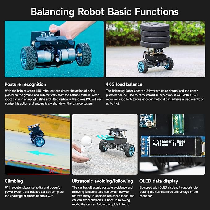Yahboom Self-Balancing Robot Kit for STM32 Robots,with 4-Way Patrol Module,Supports Multi-Channel Type, Suitable for Teenagers,Suitable for STEM Projects