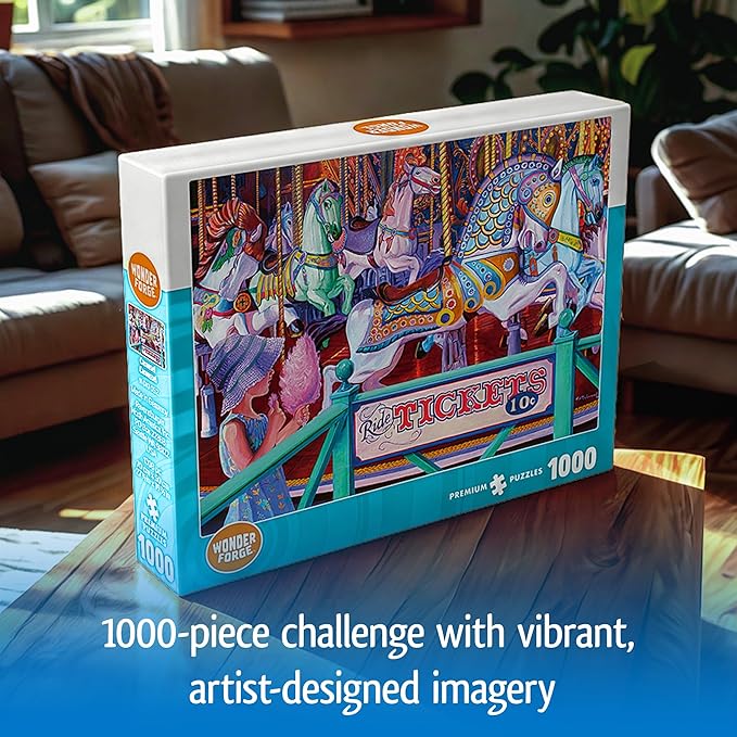Wonder Forge Cotton Candy Carousel 1000 Piece Jigsaw Puzzle for Adults | Unique, Perfectly-Fitting Pieces | Fun, Vibrant Imagery | Amazon Exclusive