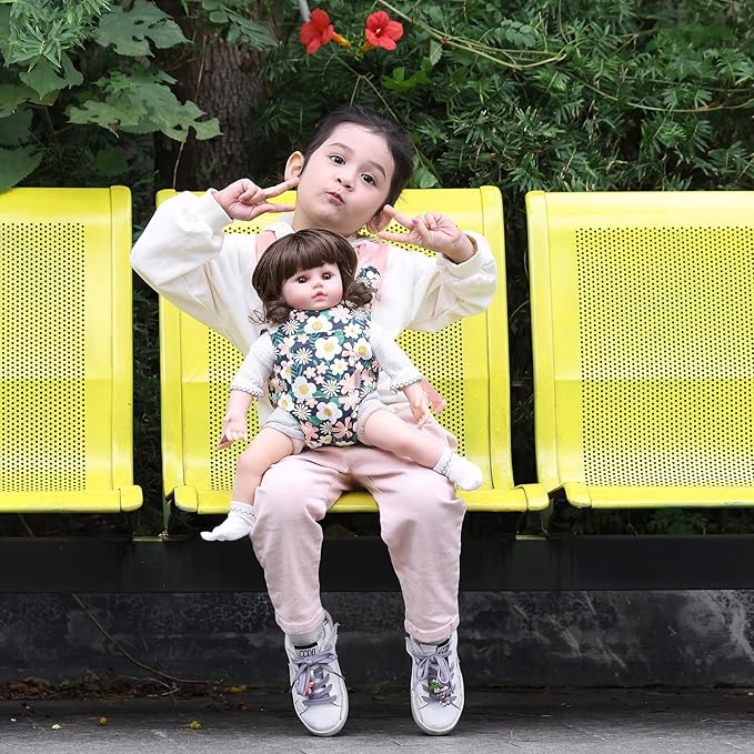 GAGAKU Toy Baby Carrier for Dolls Reborn Baby Doll Carrier for Kids Doll Accrssories Carrier for Doll - Pink - Daisies