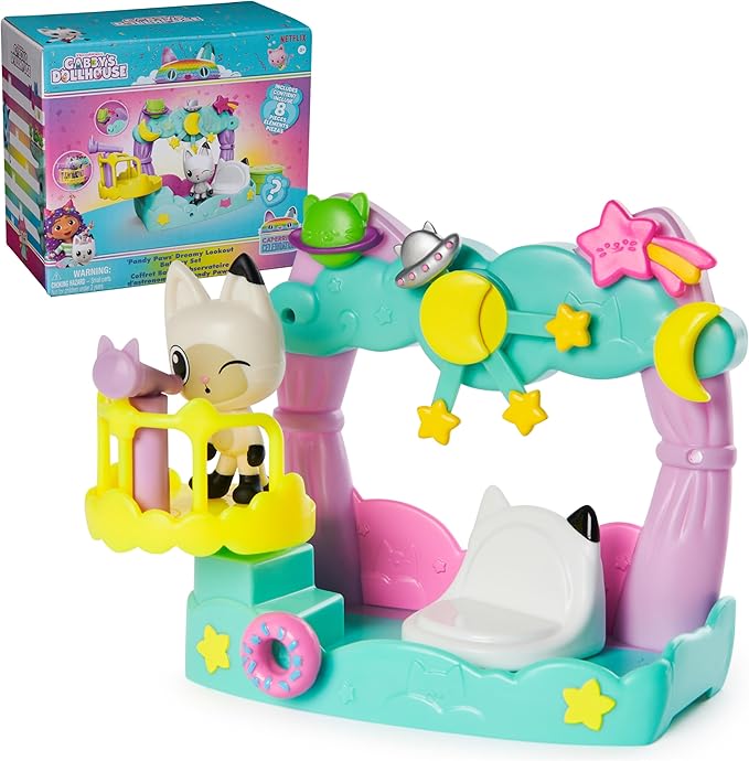 Gabby’s Dollhouse, Pandy Paws Dreamy Balcony Playset, 8-Pieces with Toy Figures, Doll House Accessories & Sensory Play, Kids Toys for Girls & Boys 3+