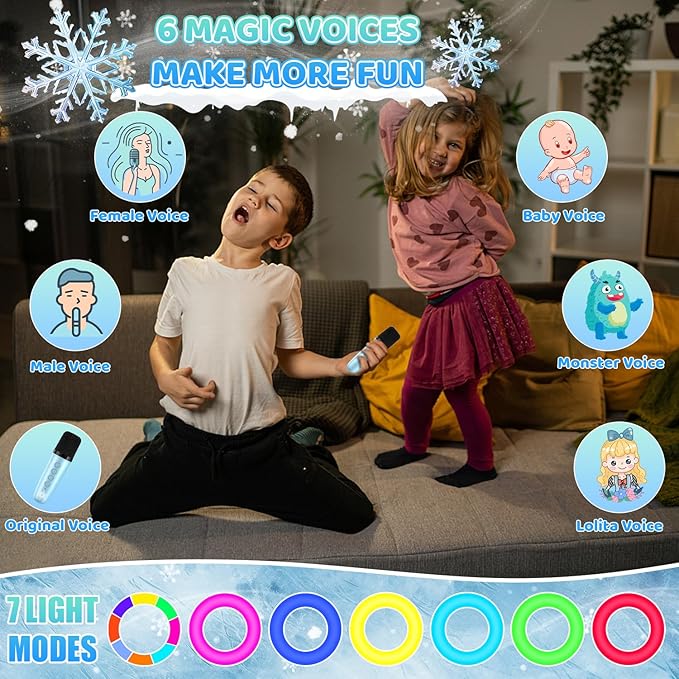 Toys for Girls Karaoke Machine for Kids, Mini Karaoke Machine with Microphones, Kids Toys 3 4 5 6 7 8 9 10 12+ Years Old, Girl Toys Princess Toys Gifts for Girls Boys Party (Blue 2 Mics)