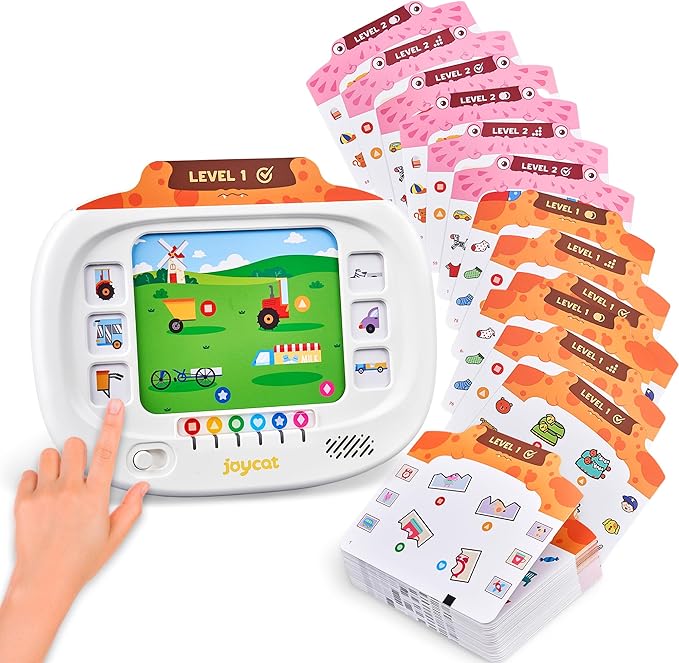 JoyCat Kids Learning Tablet:160 Pages Flash Cards-Judgement, Matching, Ordering- Interactive Logic Training, STEM Montessori Educational Toy, Gifts for Kids 3-8