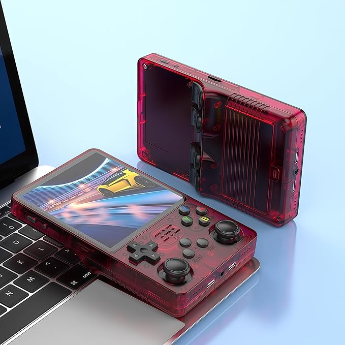 HatiLuminis R36plus Handheld Retro Game Console 4.0-inch IPS Screen,Preloaded with Classic Games,Portable Pocket Video Gaming with Valentine's Card & Premium Gift Box (Red)